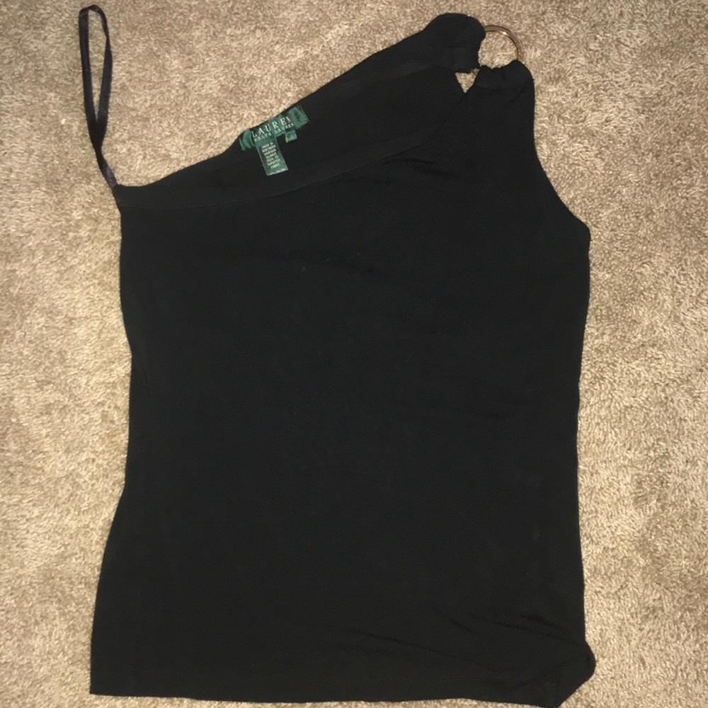 Ralph Lauren One shoulder tank with like gold ring